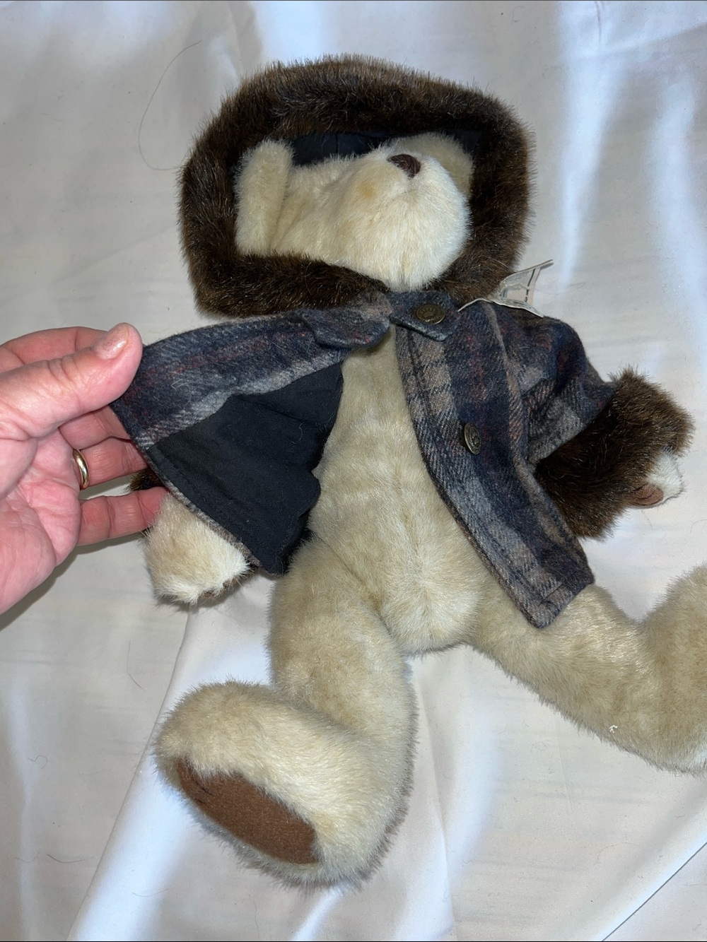 Boyd’s Bears 14” Corey Allen Bearsmore Plush Cream Teddy Bear with Plaid Coat - Picture 4 of 8